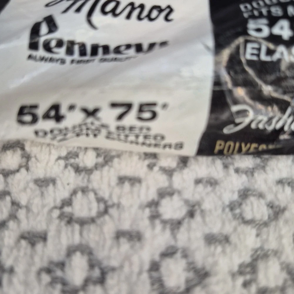 Fashion Manor Vtg 60s DOUBLE FITTED SHEET 54x75 White Penneys Percale 100%Cotton